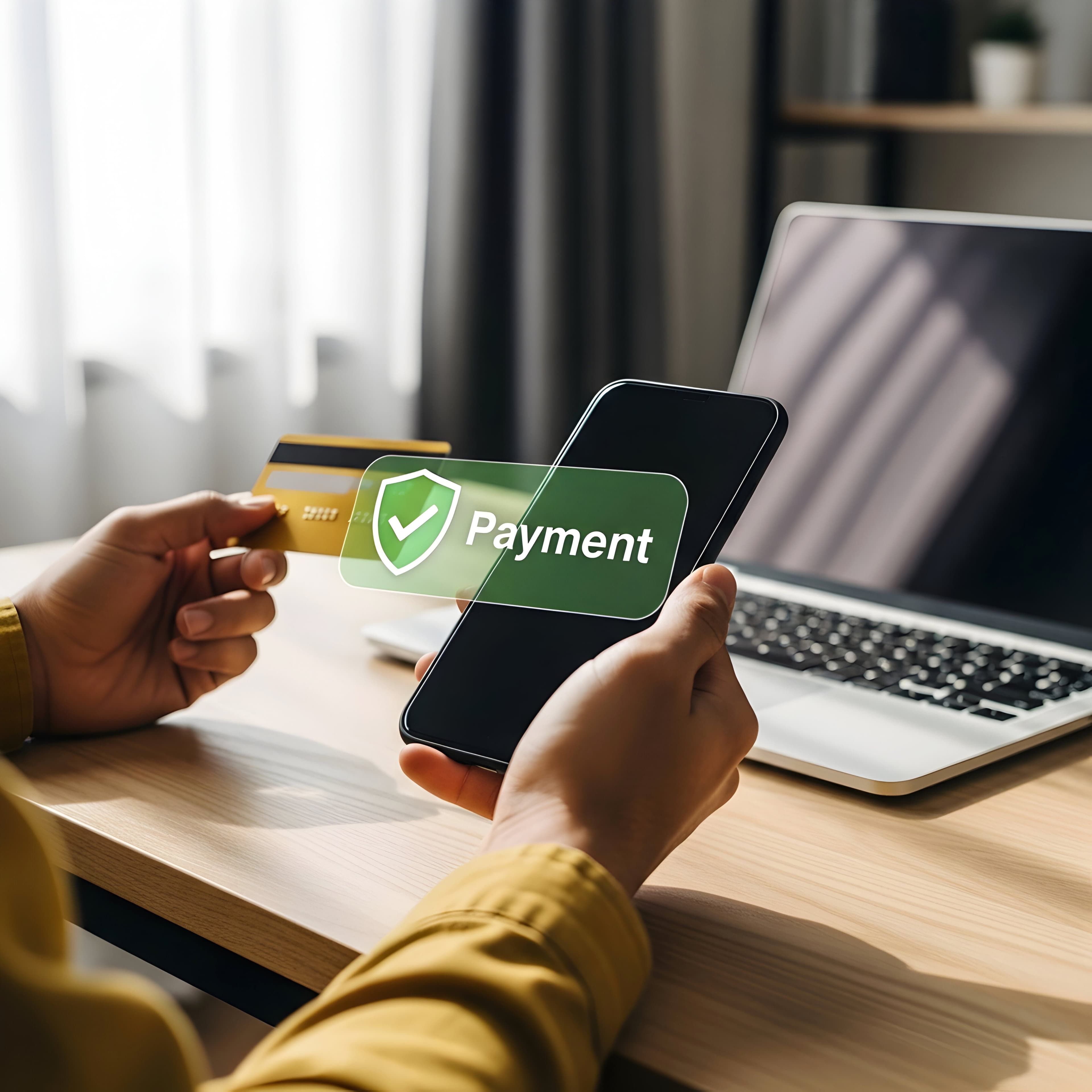 Customer completing a secure card payment on a phone